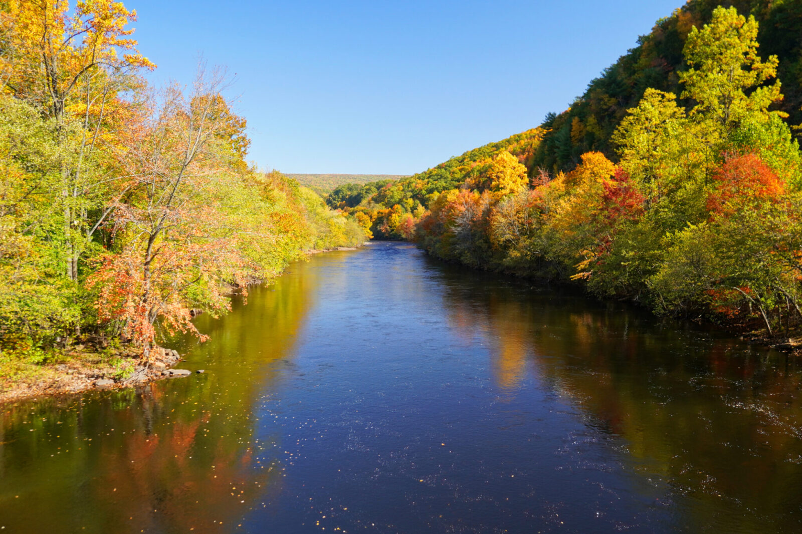 A picture of the Lehigh River in fall near Jim Thorpe, for an LCA blog on source water protection week. Image credit: Paul Hamilton/Istock