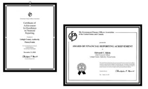 LCA and its CFO were honored with these awards from the GFOA for excellence in financial reporting. 