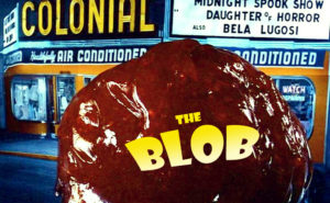 A poster from the horror movie, The Blob, to go with an LCA post on pink slime.